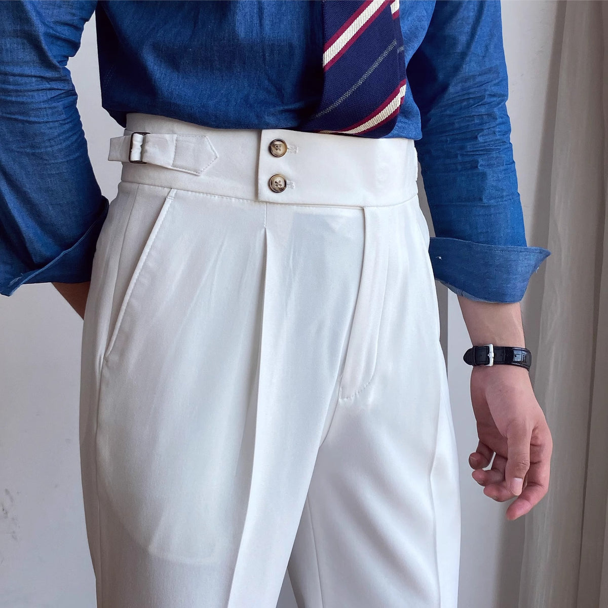Chriss-Tians Men’s High-Waisted Trousers – Italian Straight Leg