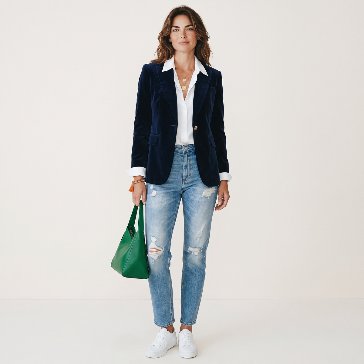 Chriss-Tians Women’s Velvet Blazer – Slim Fit Single-Breasted