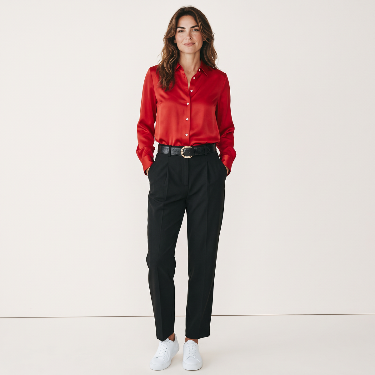 Chriss-Tians Women’s Button-Up Shirt Relaxed Lapel Fit