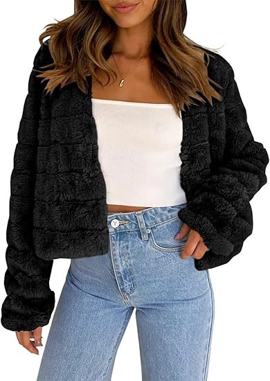 Chriss-Tians Women’s Faux Fur Short Coat – Open Front