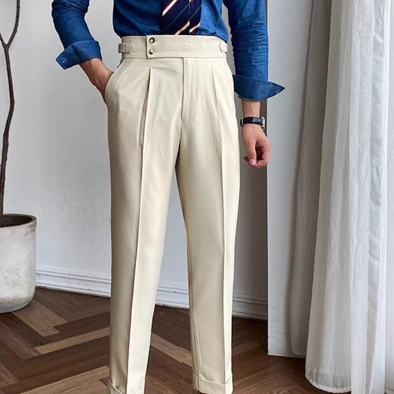 Chriss-Tians Men’s High-Waisted Trousers – Italian Straight Leg