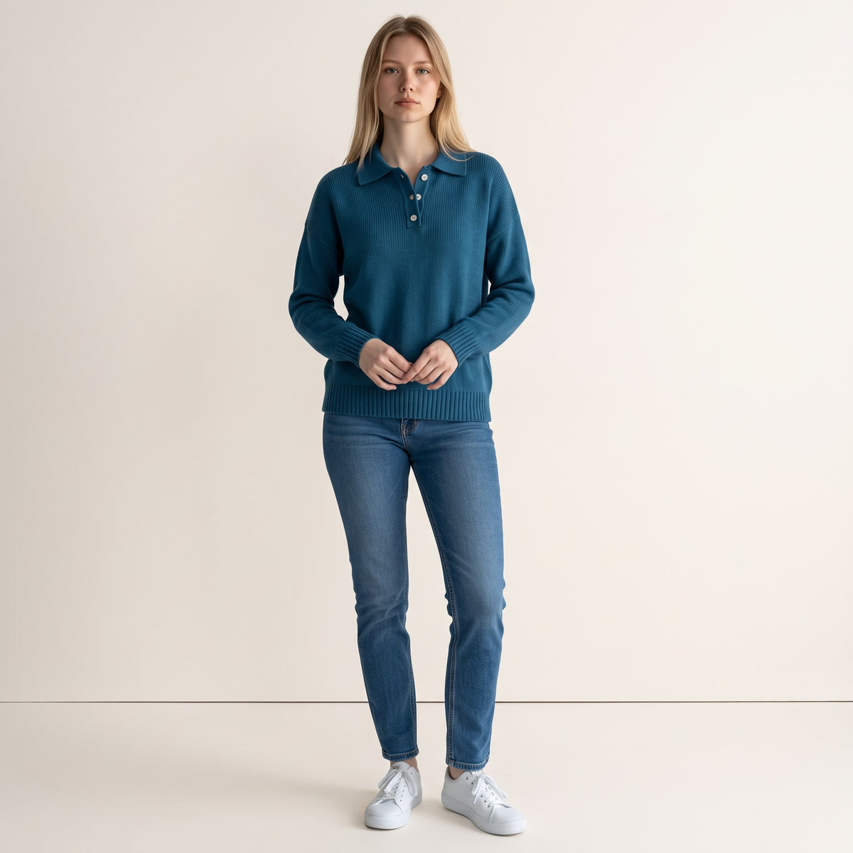 Chriss-Tians Women’s Knit Sweater Button Lapel Relaxed Fit