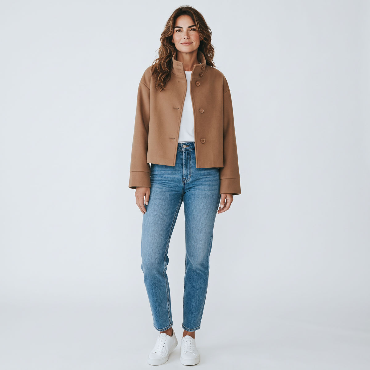 Chriss-Tians Women’s Wool Coat – Stand Collar Button Front