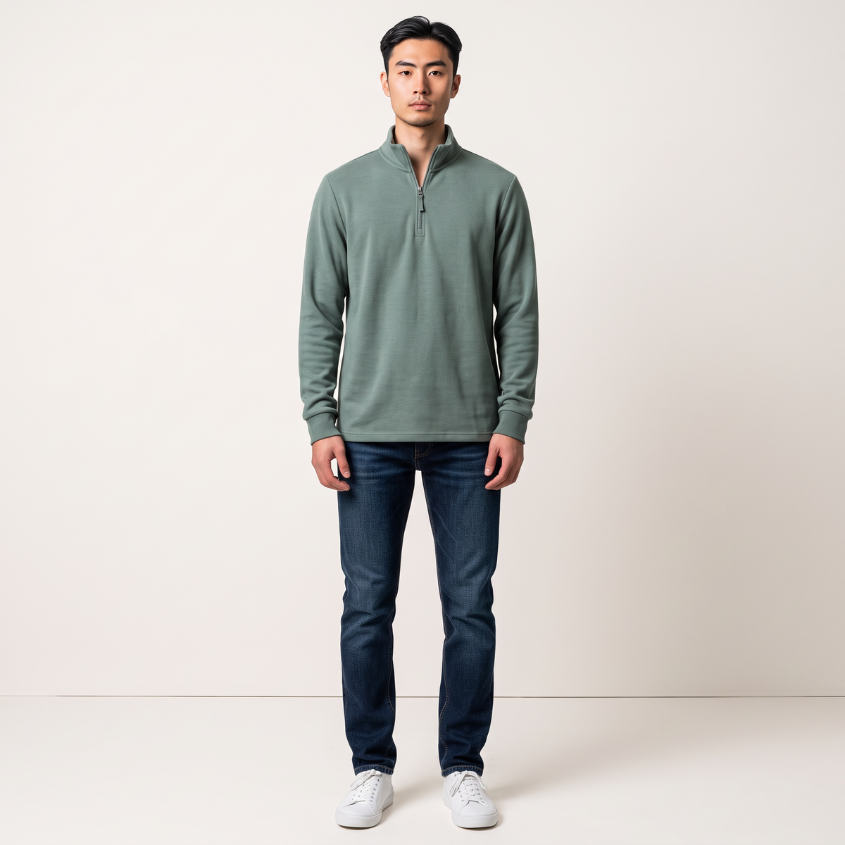 Chriss-Tians Men’s Thermal Half Zip Sweater – Stand Collar