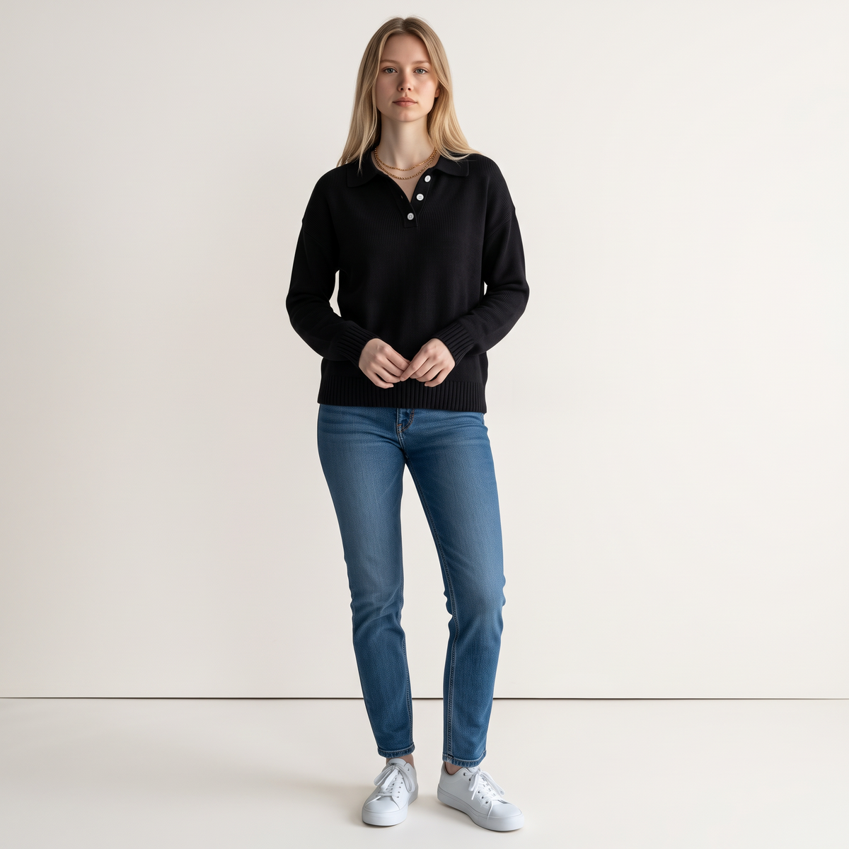 Chriss-Tians Women’s Knit Sweater Button Lapel Relaxed Fit