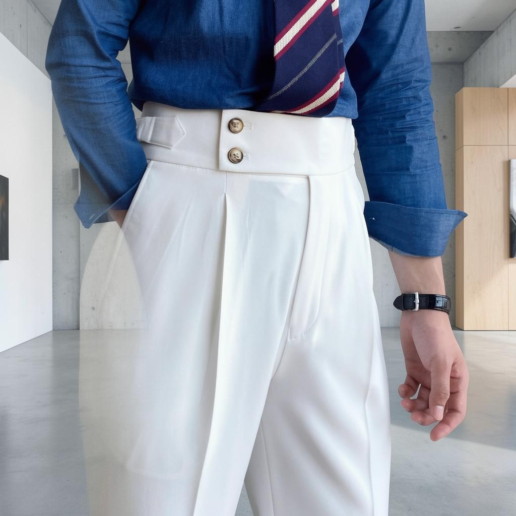 Chriss-Tians Men’s High-Waisted Trousers – Italian Straight Leg