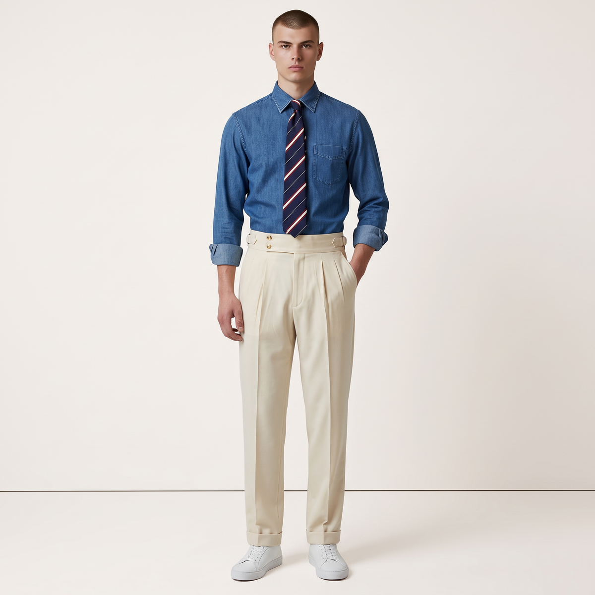Chriss-Tians Men’s High-Waisted Trousers – Italian Straight Leg