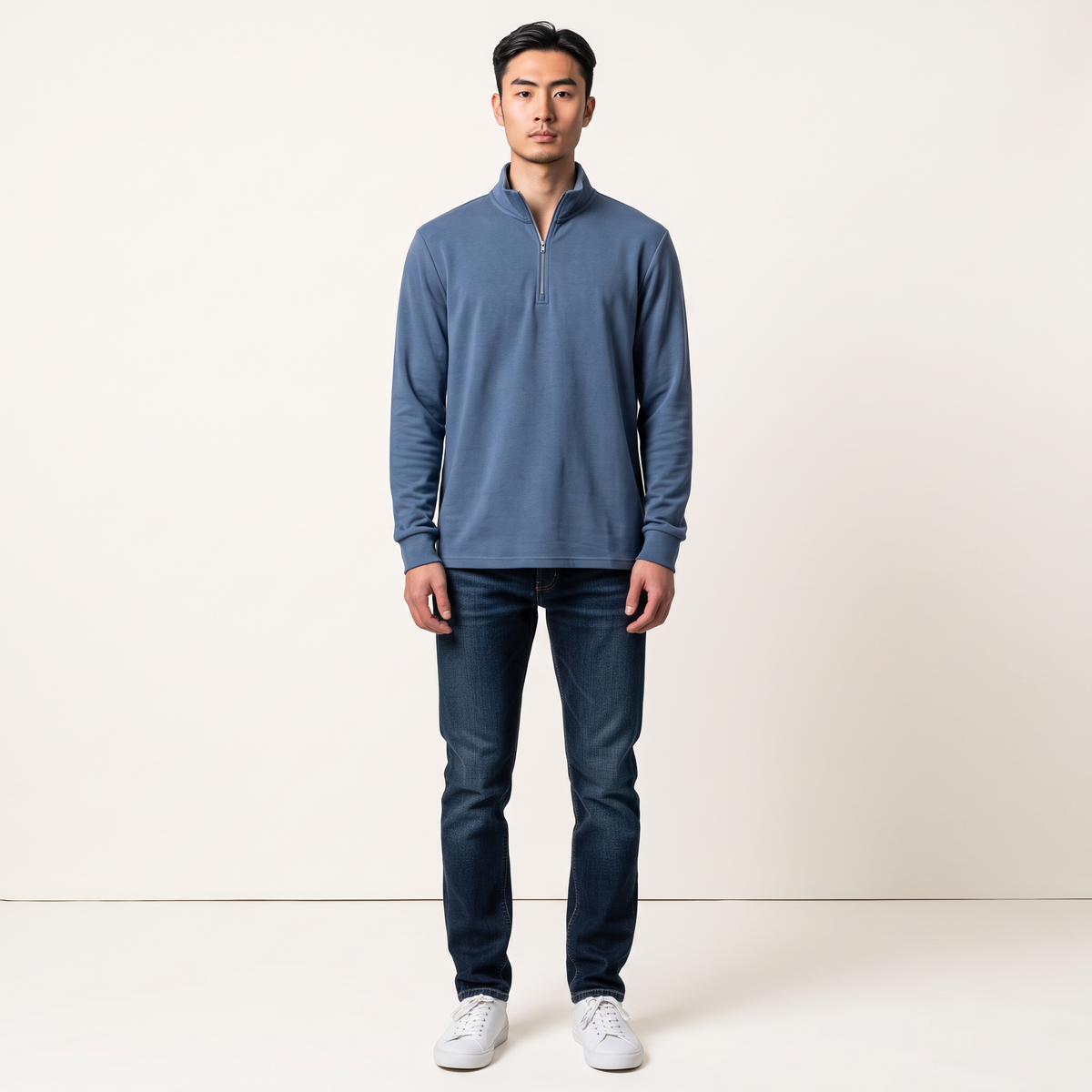 Chriss-Tians Men’s Thermal Half Zip Sweater – Stand Collar