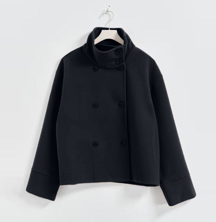 Chriss-Tians Women’s Wool Coat – Stand Collar Button Front