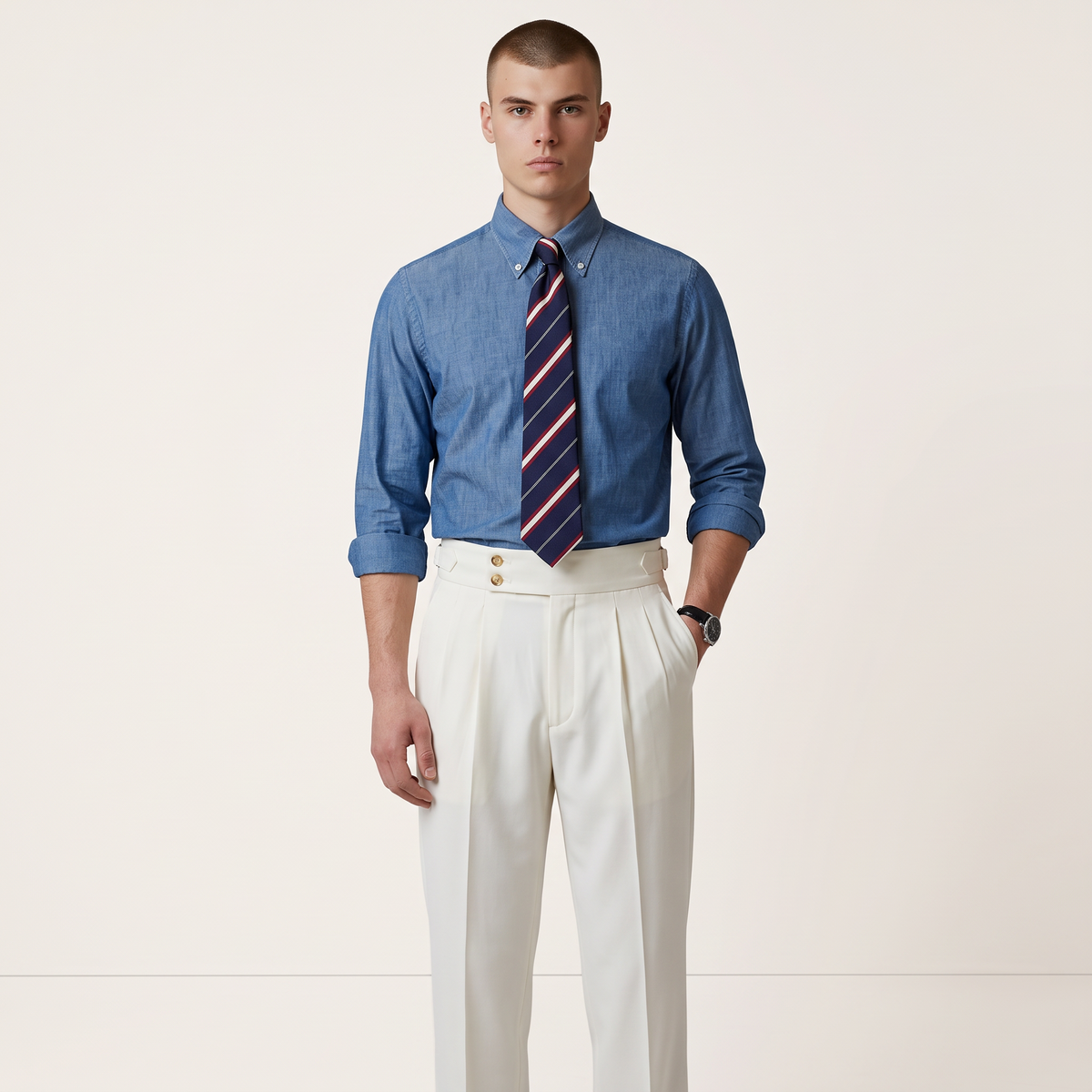 Chriss-Tians Men’s High-Waisted Trousers – Italian Straight Leg