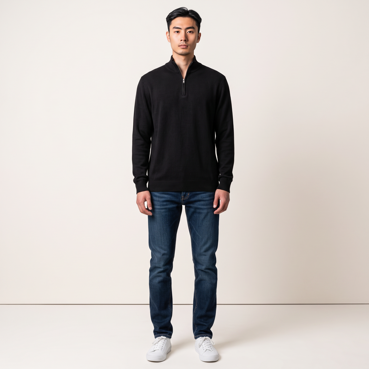 Chriss-Tians Men’s Thermal Half Zip Sweater – Stand Collar
