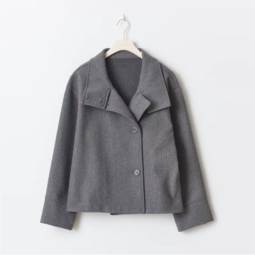 Chriss-Tians Women’s Wool Coat – Stand Collar Button Front