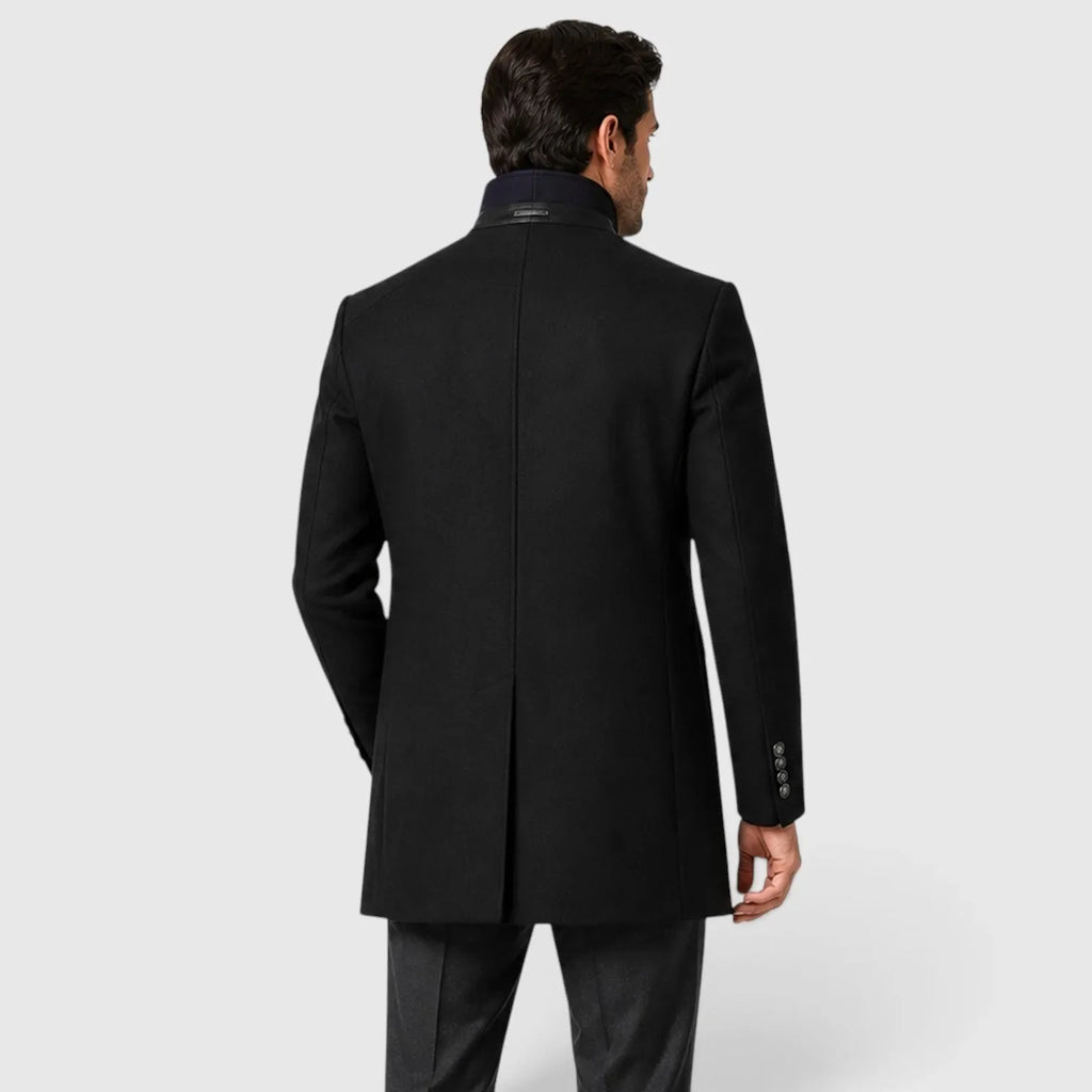 Chriss-tians Men's Wool Blend Trench Coat – Double Breasted Winter Coat