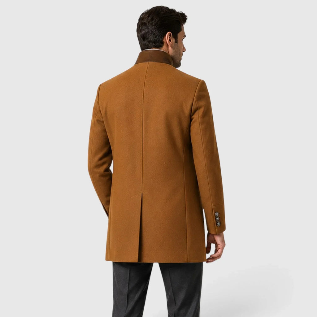 Chriss-tians Men's Wool Blend Trench Coat – Double Breasted Winter Coat