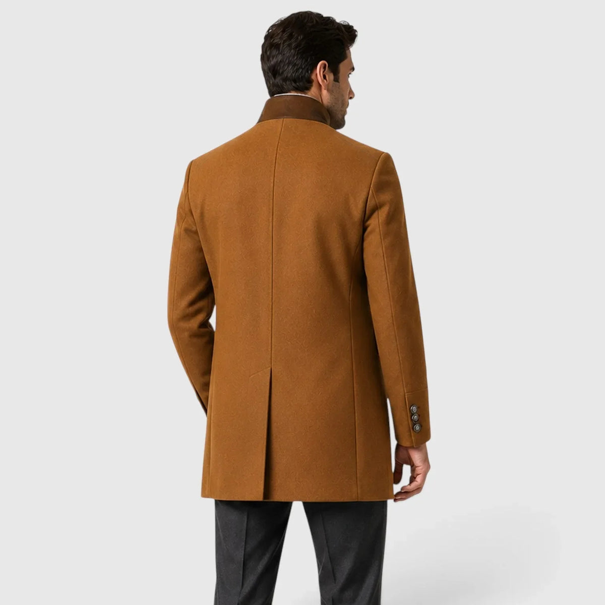 Chriss-tians Men's Wool Blend Trench Coat – Double Breasted Winter Coat