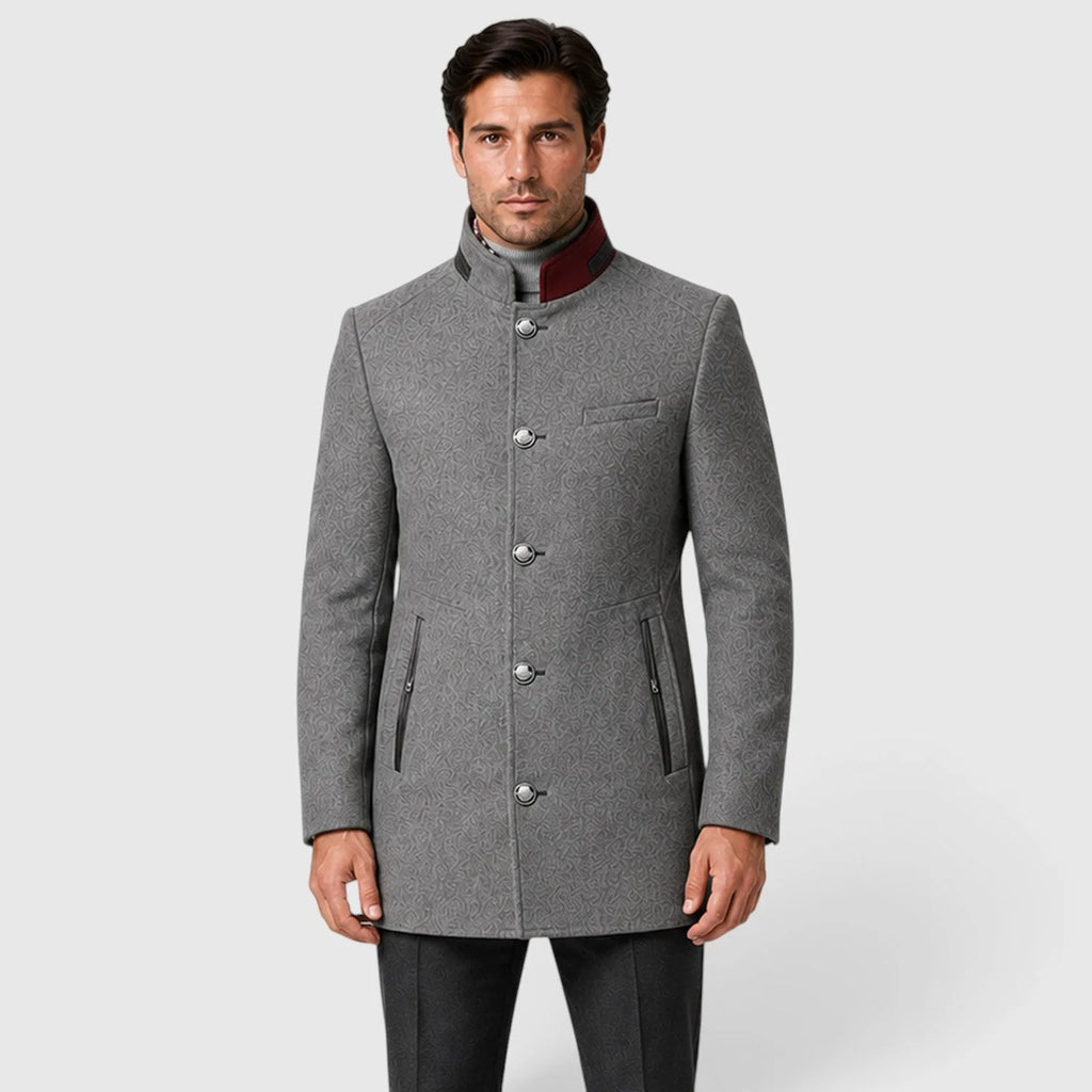 Chriss-tians Men's Wool Blend Trench Coat – Double Breasted Winter Coat
