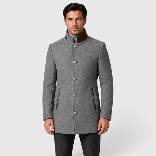 Chriss-tians Men's Wool Blend Trench Coat – Double Breasted Winter Coat