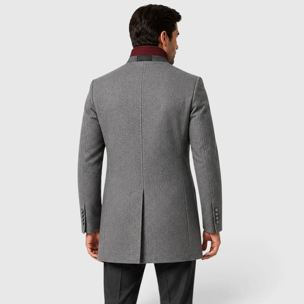 Chriss-tians Men's Wool Blend Trench Coat – Double Breasted Winter Coat