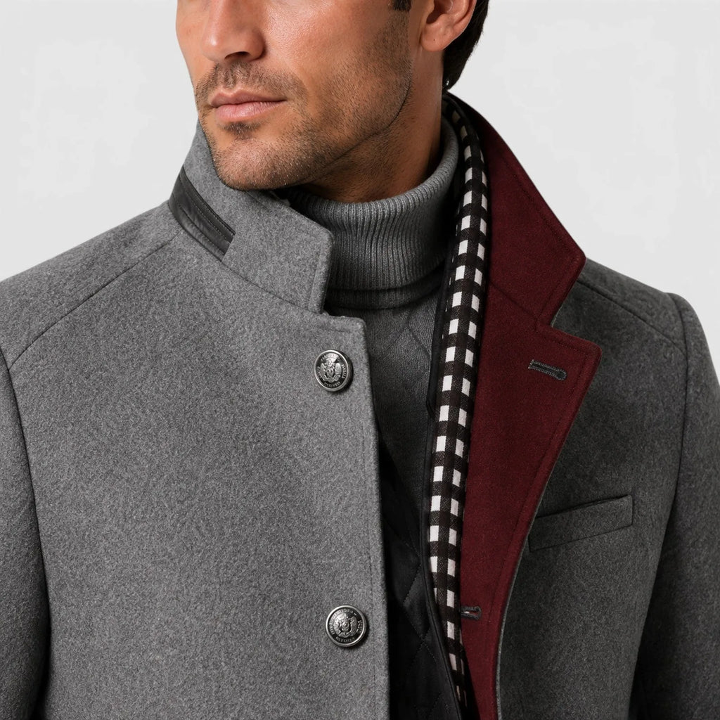 Chriss-tians Men's Wool Blend Trench Coat – Double Breasted Winter Coat