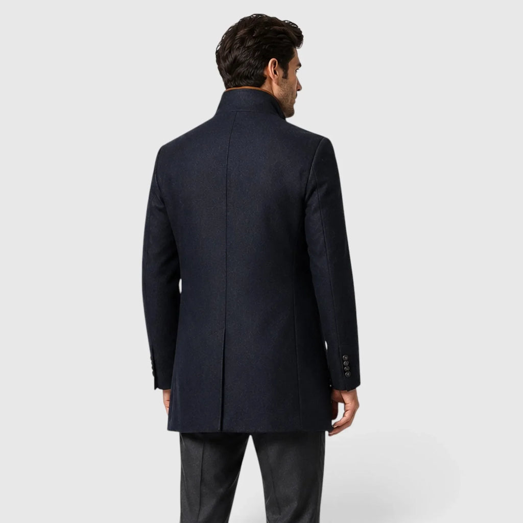 Chriss-tians Men's Wool Blend Trench Coat – Double Breasted Winter Coat