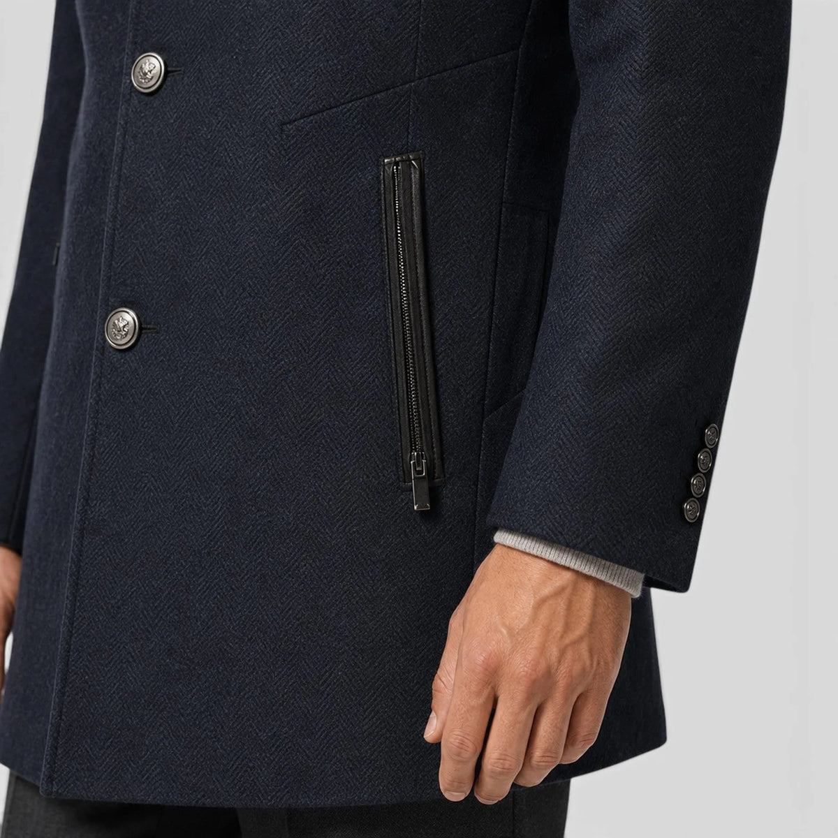 Chriss-tians Men's Wool Blend Trench Coat – Double Breasted Winter Coat
