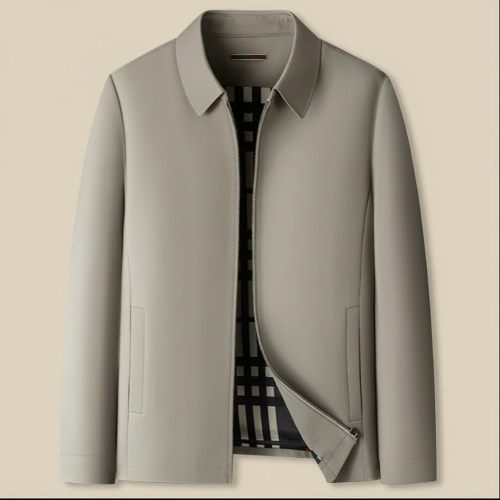 Chriss-Tians Men’s Classic Collar Jacket – Straight Fit Zip Front
