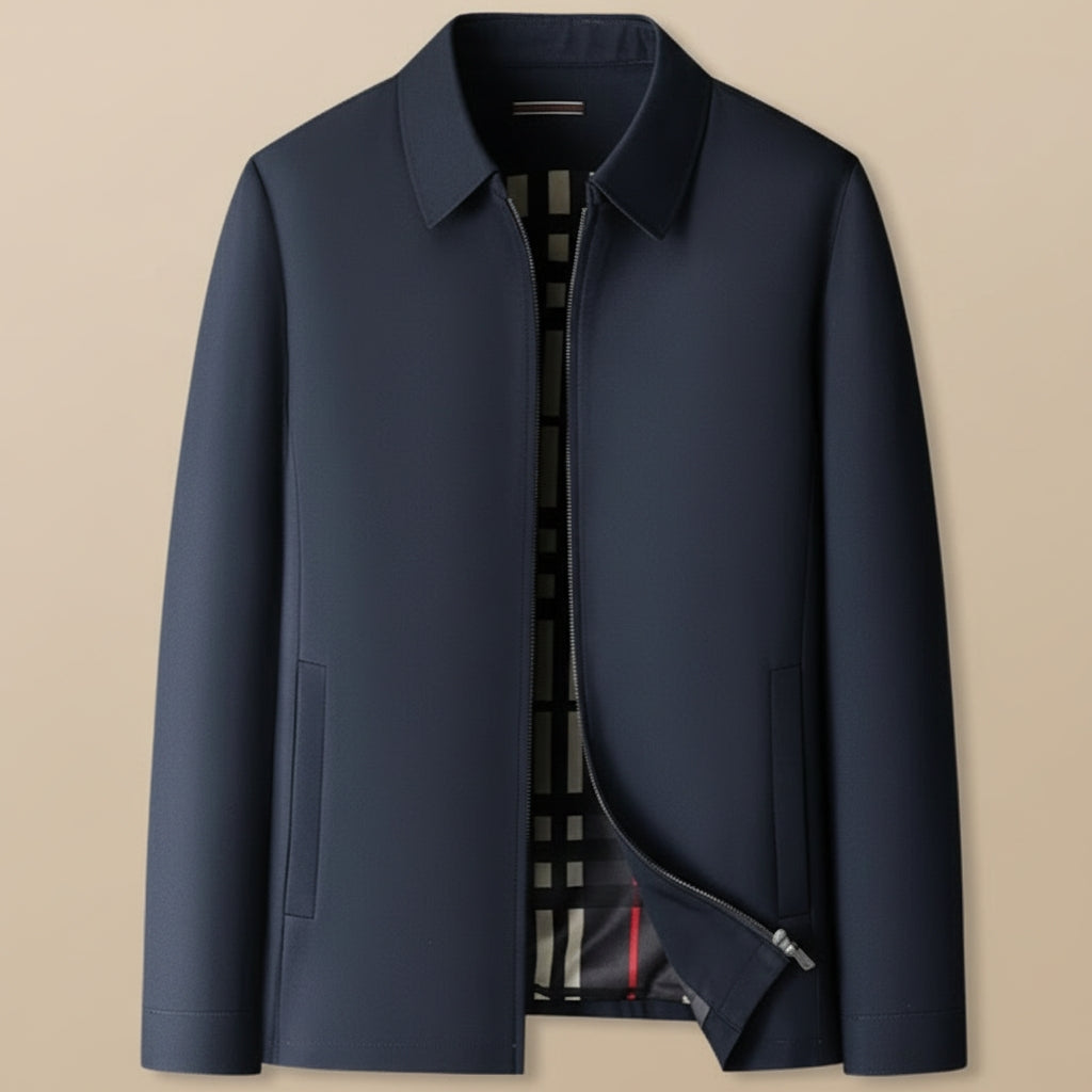 Chriss-Tians Men’s Classic Collar Jacket – Straight Fit Zip Front
