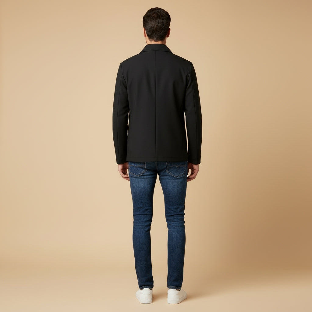 Chriss-Tians Men’s Classic Collar Jacket – Straight Fit Zip Front