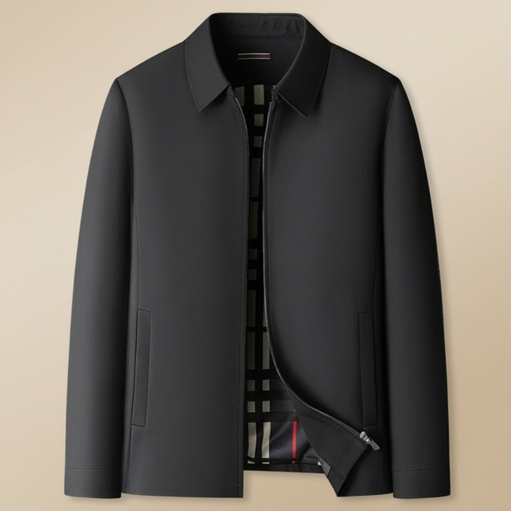 Chriss-Tians Men’s Classic Collar Jacket – Straight Fit Zip Front