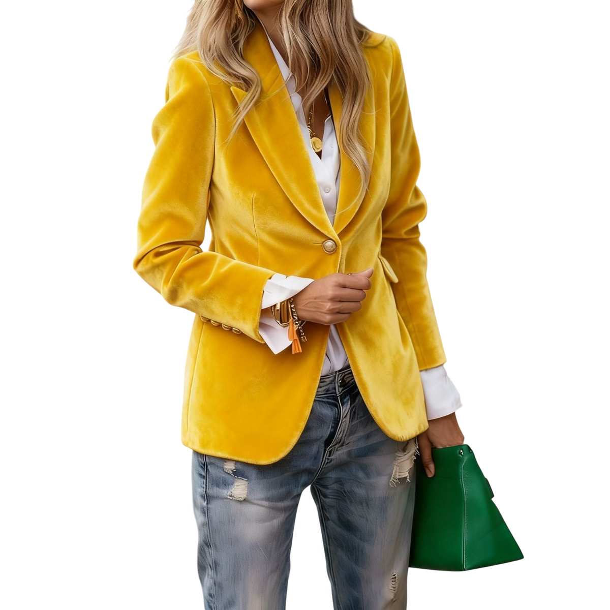 Chriss-Tians Women’s Velvet Blazer – Slim Fit Single-Breasted