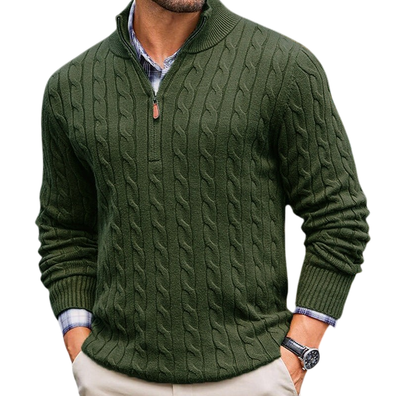 Chriss-Tians Men’s 100% Cotton Quarter Zip Sweater