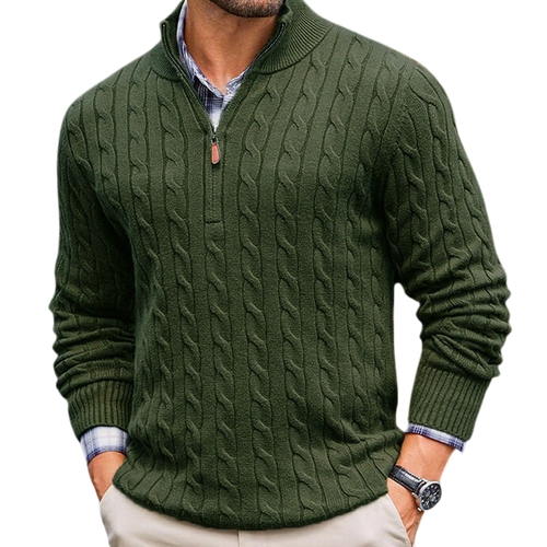 Chriss-Tians Men’s 100% Cotton Quarter Zip Sweater