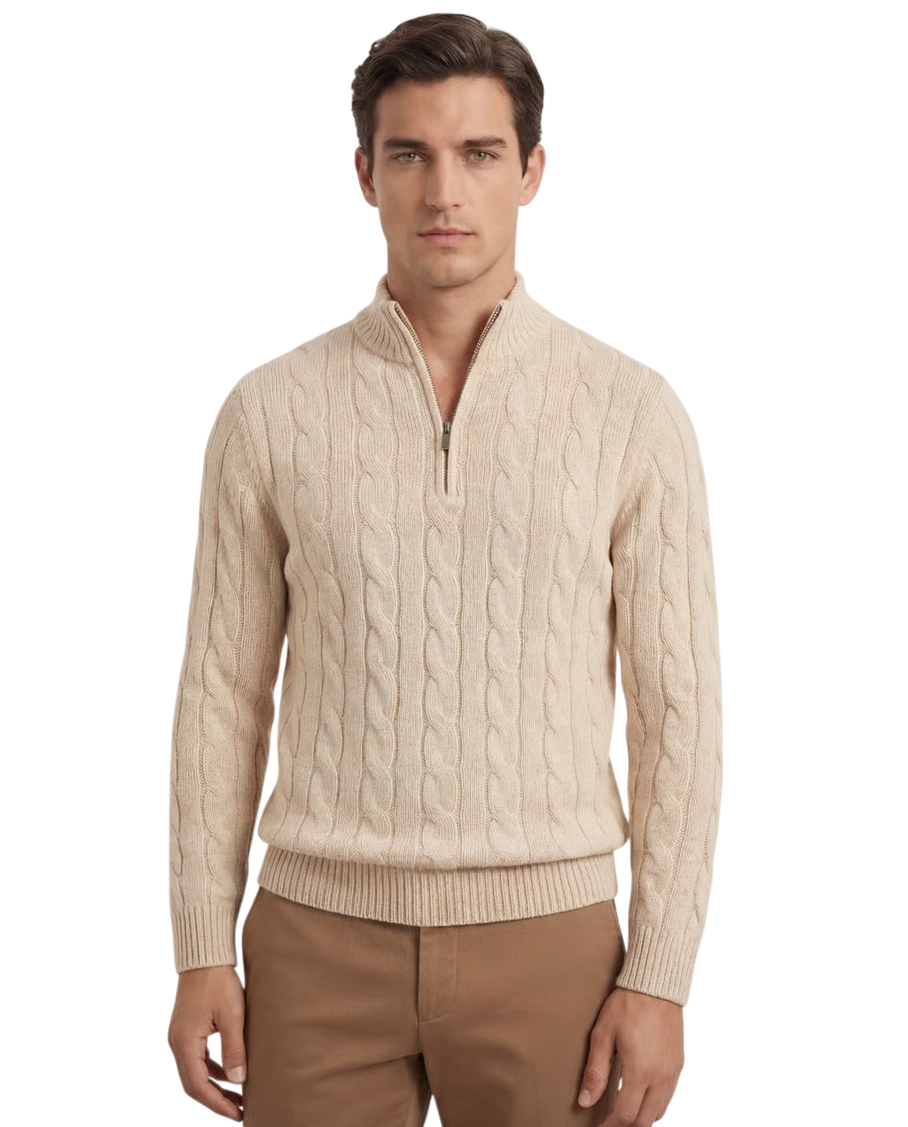 Chriss-Tians Men’s 100% Merino Wool Quarter Zip Sweater