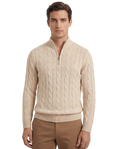 Chriss-Tians Men’s 100% Merino Wool Quarter Zip Sweater