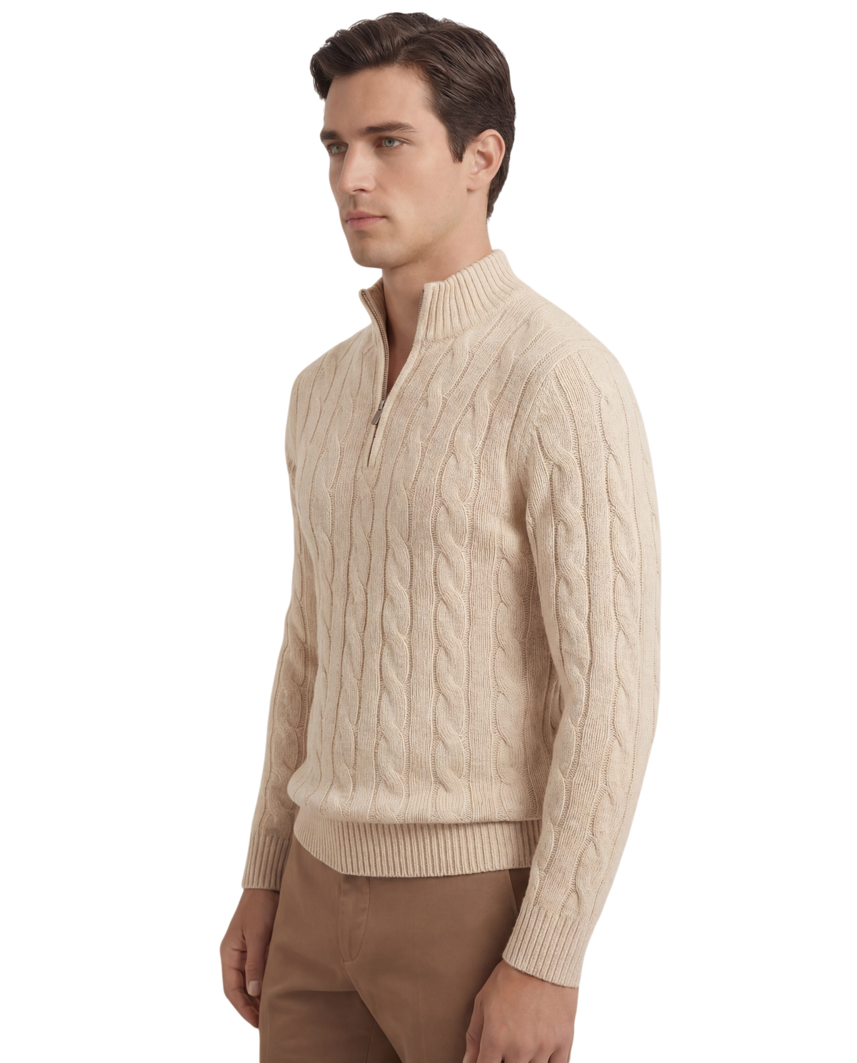Chriss-Tians Men’s 100% Merino Wool Quarter Zip Sweater