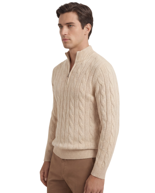 Chriss-Tians Men’s 100% Merino Wool Quarter Zip Sweater