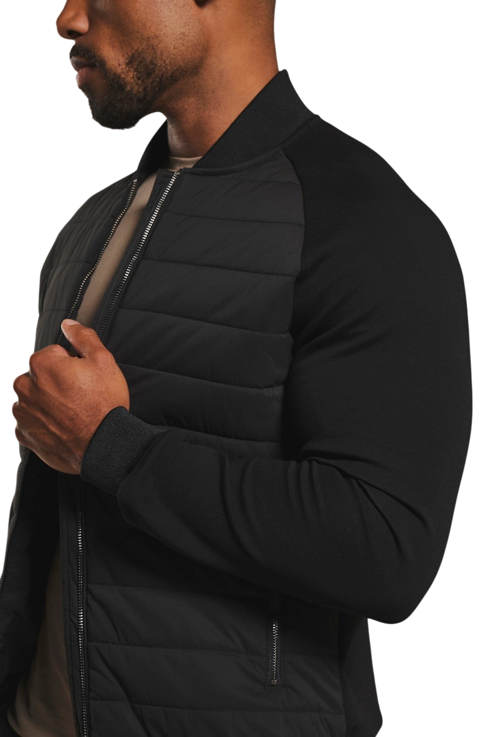 Chriss-Tians Men’s Black Hybrid Jacket – Quilted Body Muscle Fit