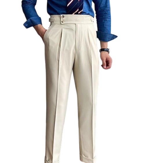 Chriss-Tians Men’s High-Waisted Trousers – Italian Straight Leg