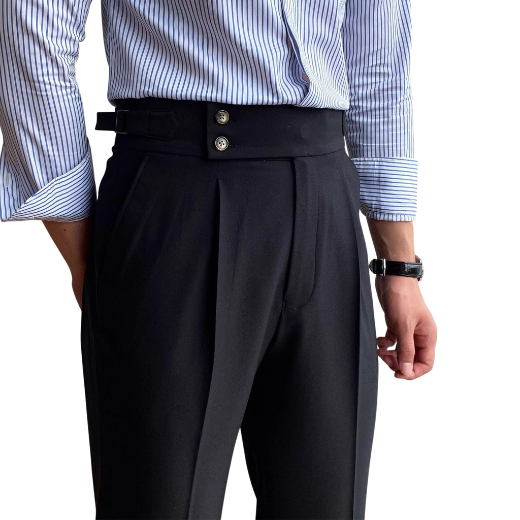 Chriss-Tians Men’s High-Waisted Trousers – Italian Straight Leg