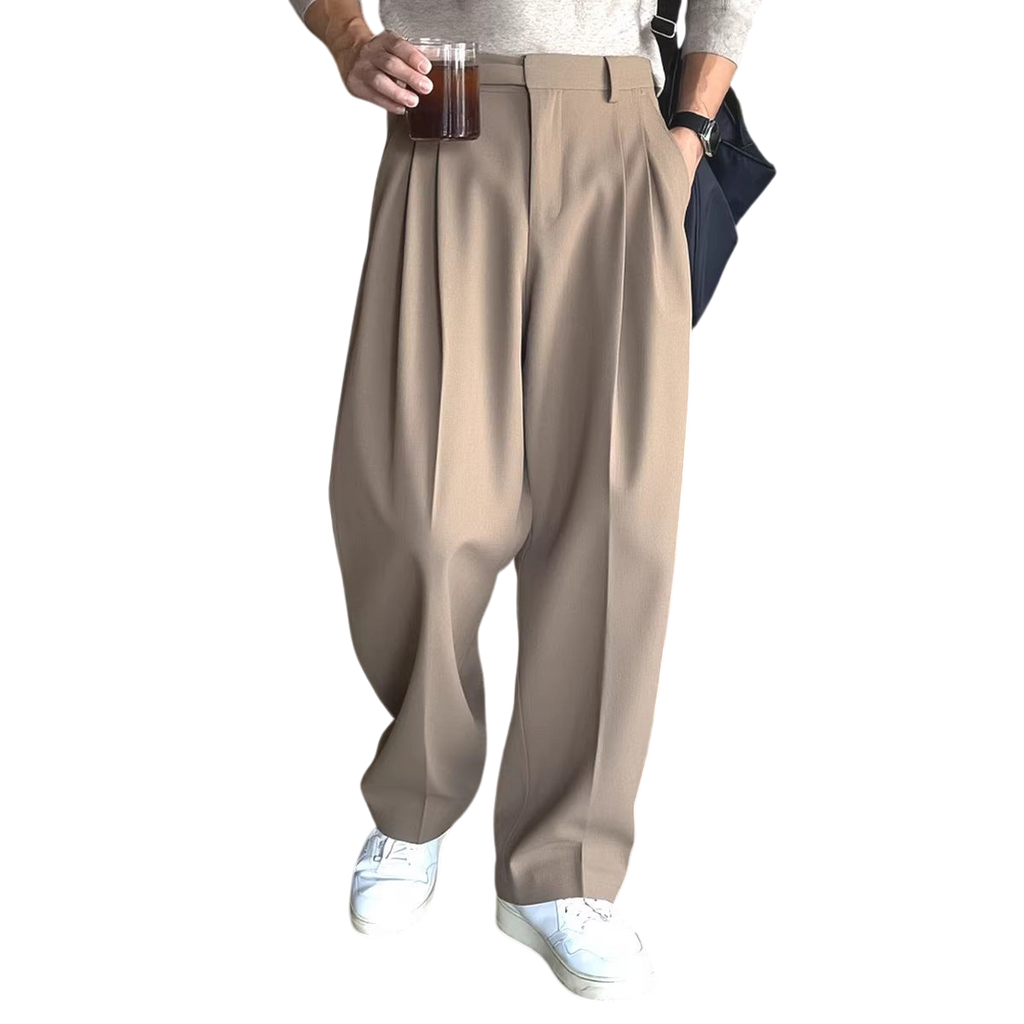 Chriss-Tians Men’s No-Iron Trousers – High-Waist Straight Leg