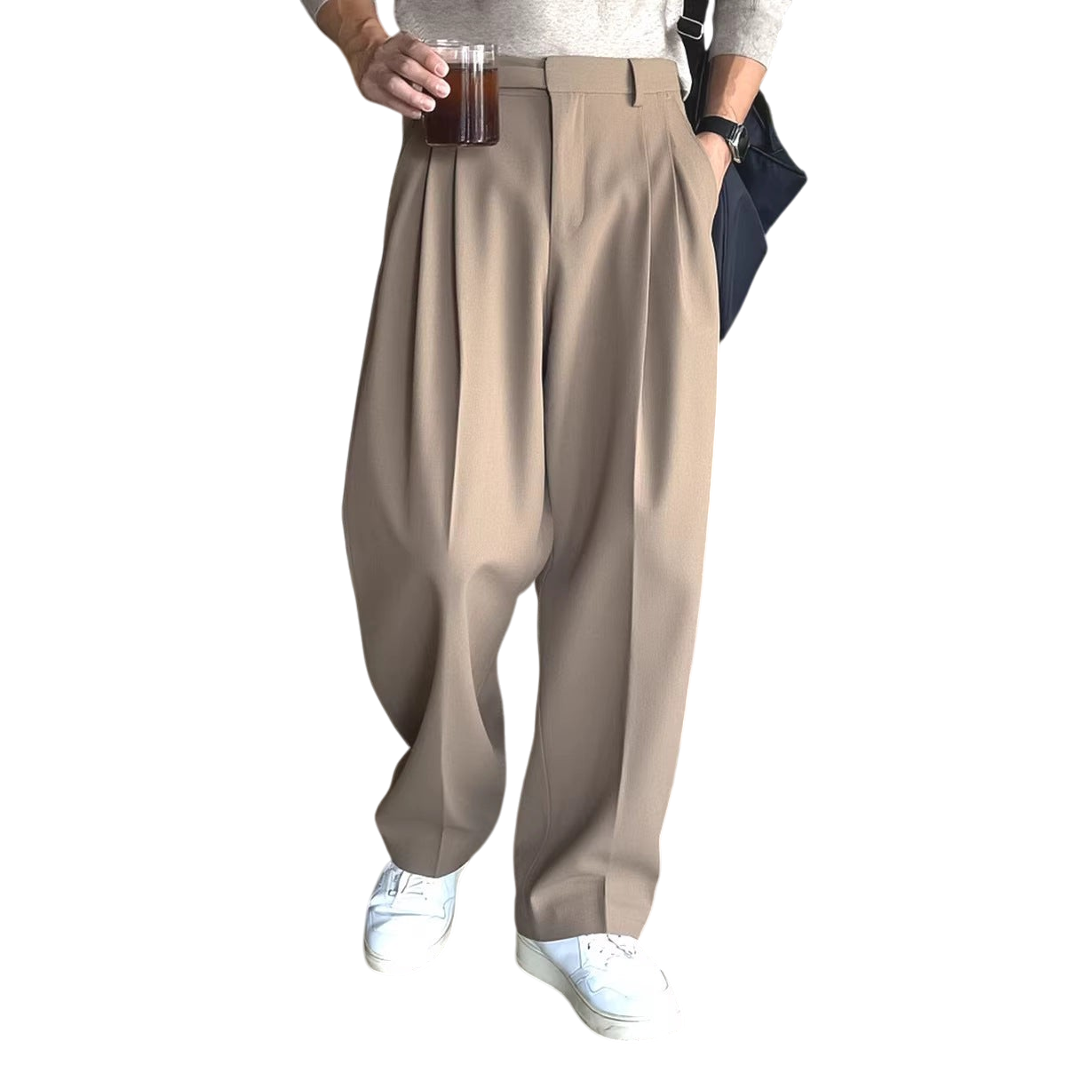 Chriss-Tians Men’s No-Iron Trousers – High-Waist Straight Leg