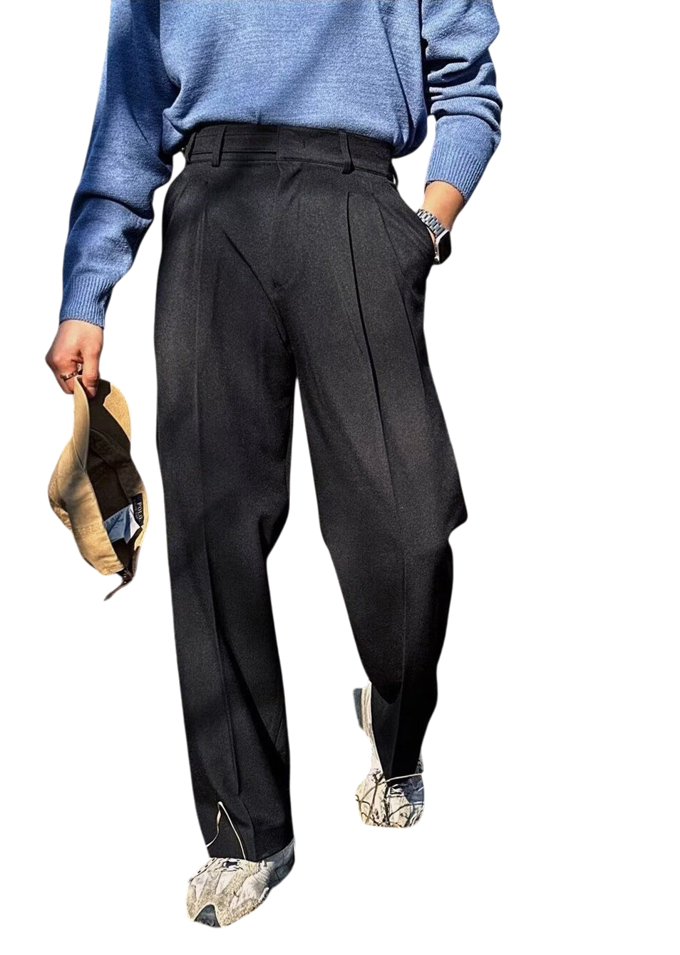Chriss-Tians Men’s No-Iron Trousers – High-Waist Straight Leg