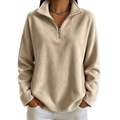 Chriss-Tians Women’s Suede Fleece Pullover Mock Neck Half Zip