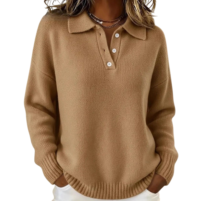 Chriss-Tians Women’s Knit Sweater Button Lapel Relaxed Fit