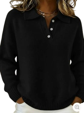 Chriss-Tians Women’s Knit Sweater Button Lapel Relaxed Fit