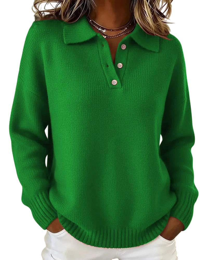 Chriss-Tians Women’s Knit Sweater Button Lapel Relaxed Fit